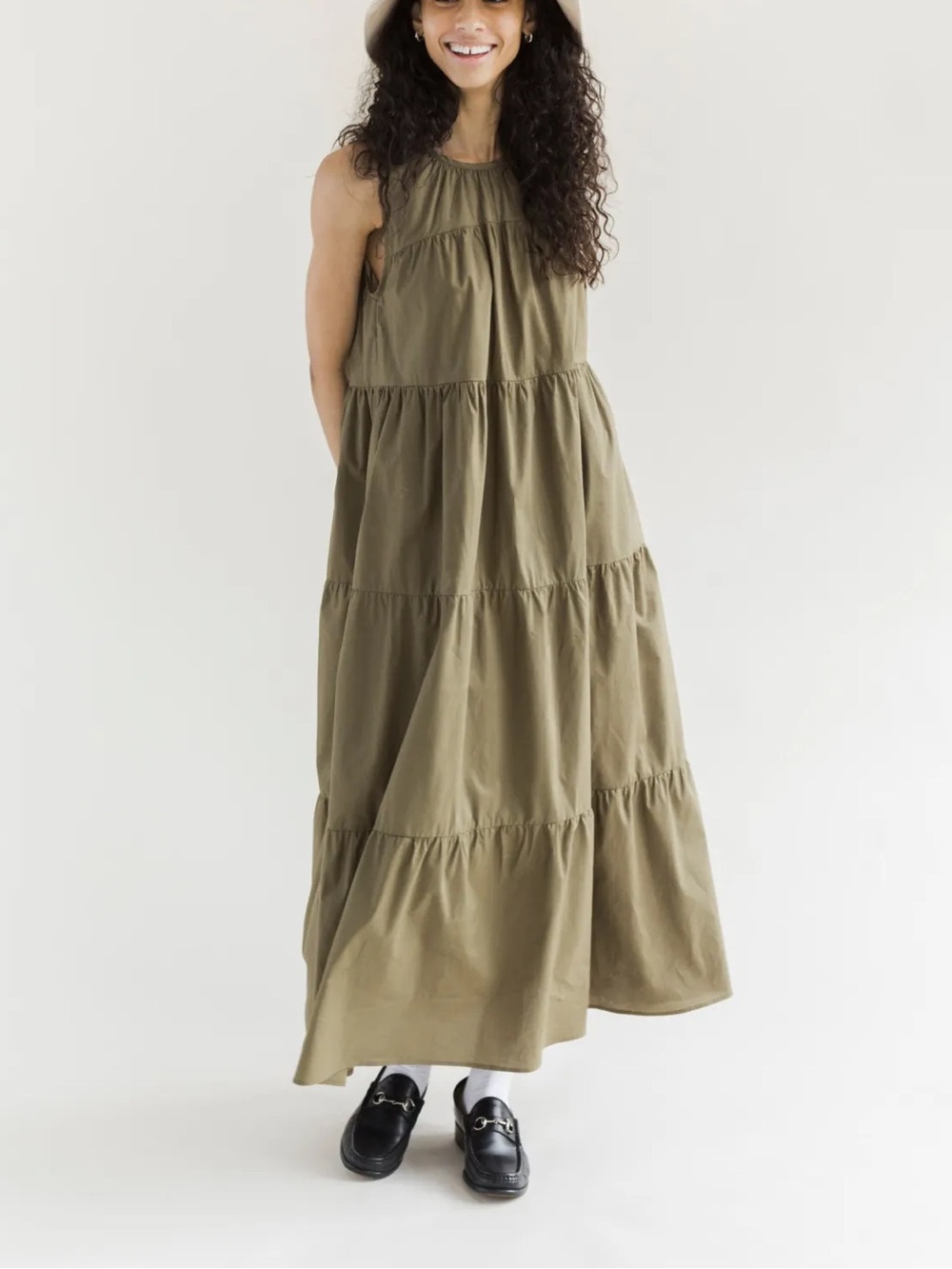 Wyatt Wylde Cotton Tiered Florence Sleeveless Maxi Dress